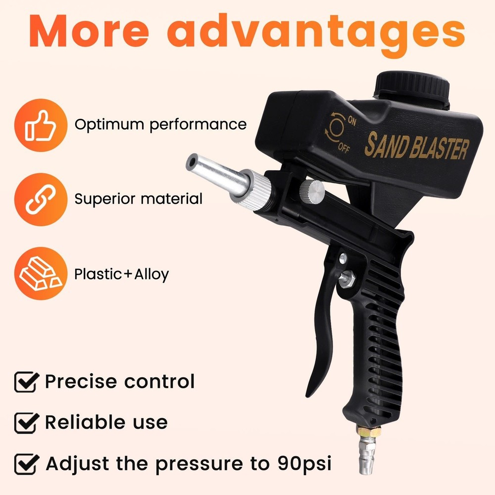 Sandblasting Tool Portable Adjustable 90psi Handheld Pneumatic Blasting