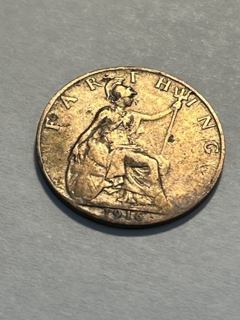 1916 Great Britain Farthing/Fine #11924