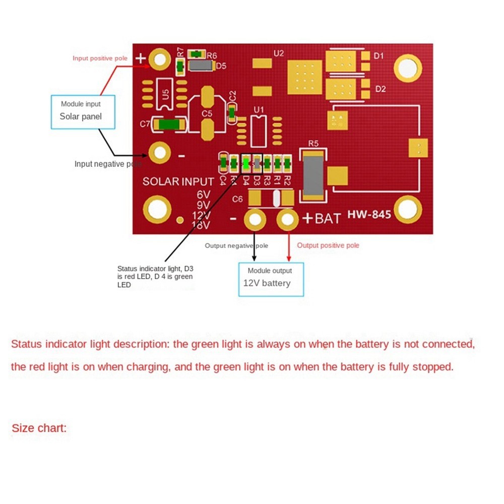 3S 3A 12V MPPT Solar PV Controller Module CN3767/CN3722 with LED Indicator3741