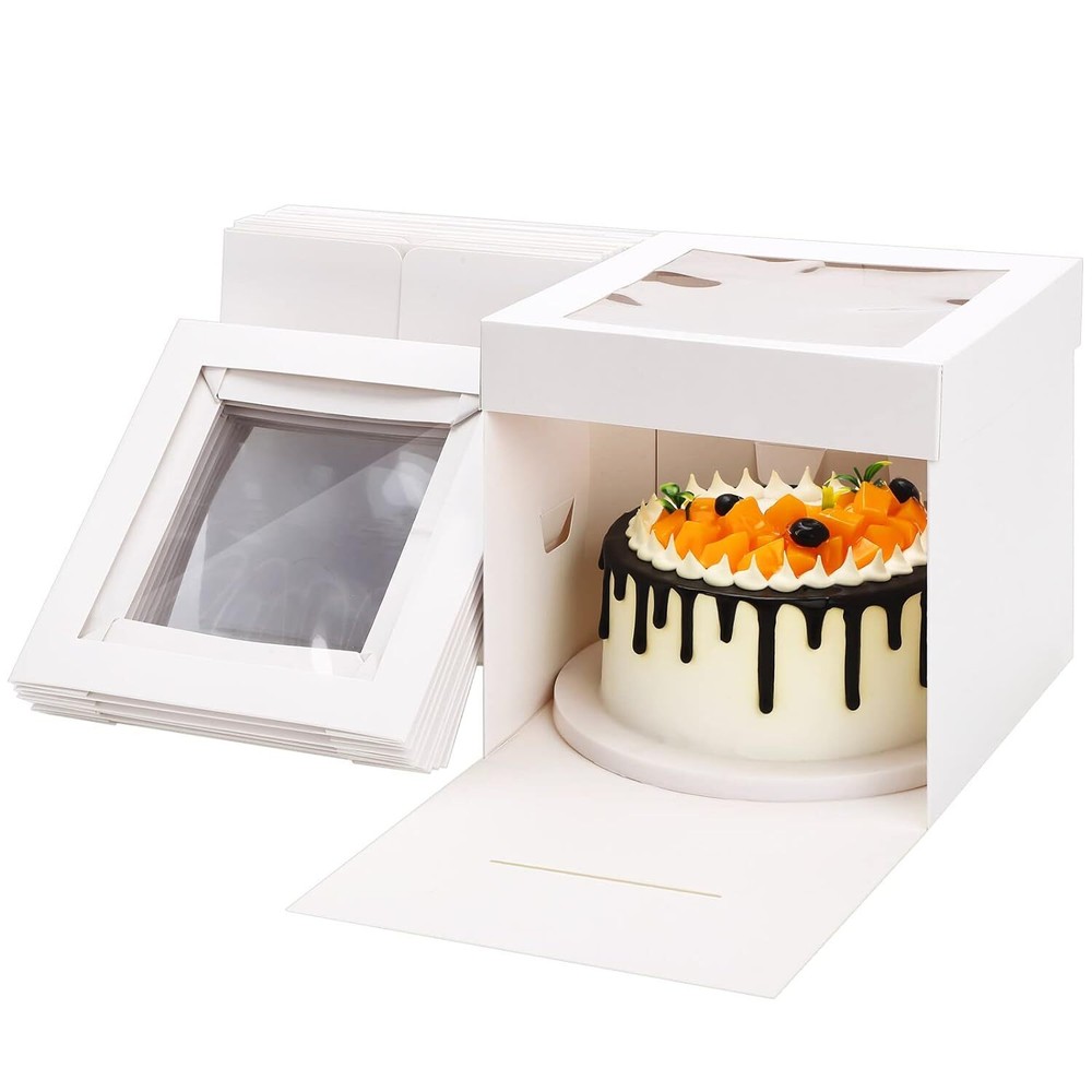 10 Pieces Cake Boxes Tall Box White Pie Deep with