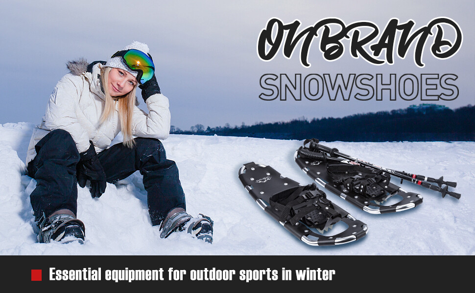 Lightweight Al Snowshoes Unisex 21/25 Inch Pair Anti-shock With Poles Kit & Bag