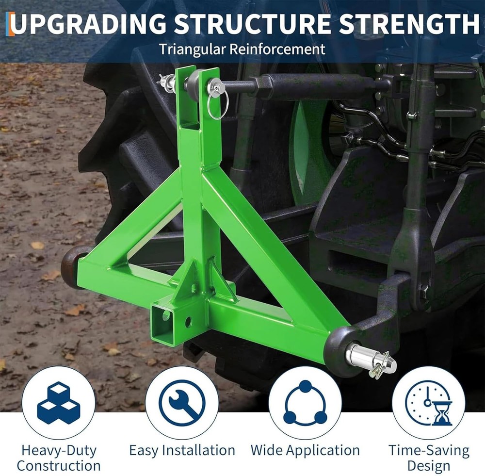3 Point Trailer Hitch with 2" Receiver for Cat 1 Quick Hitch Tractor Attachment