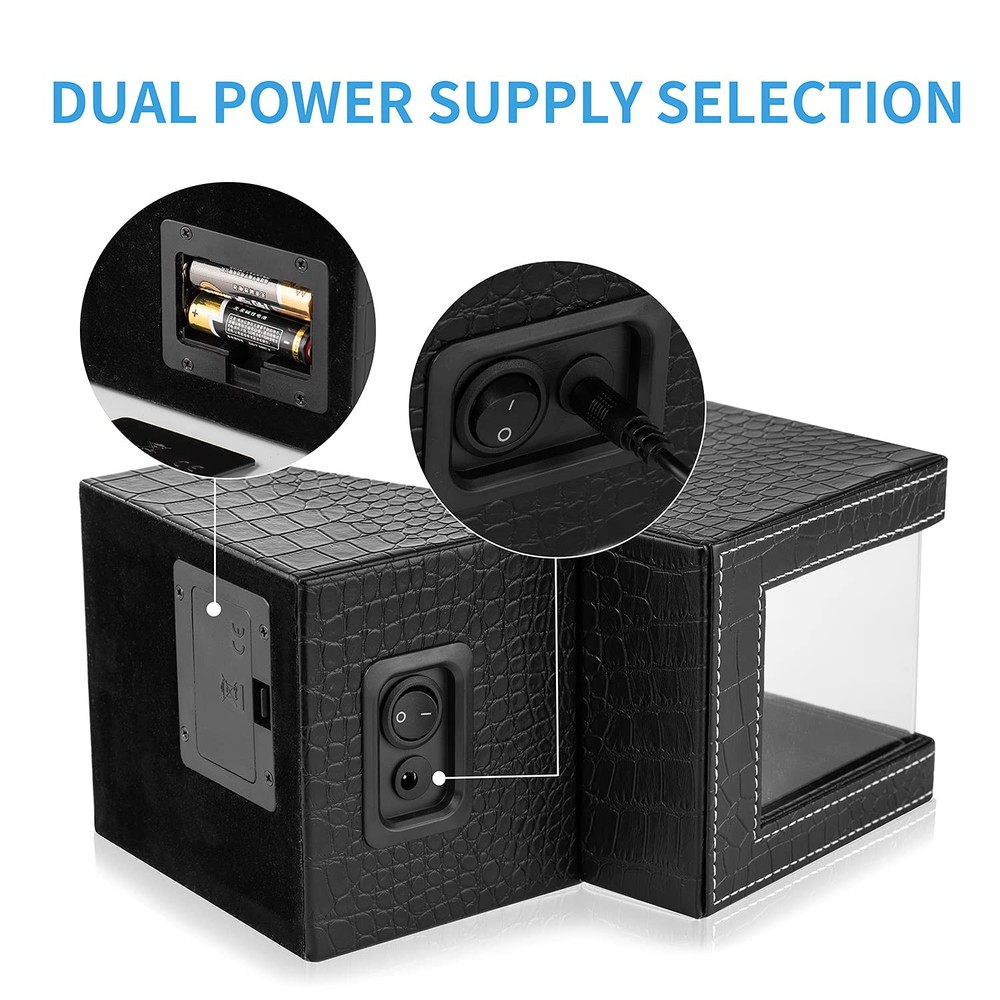 Efaithtek Automatic Single Watch Winder in Black Crocodile Pattern Leather