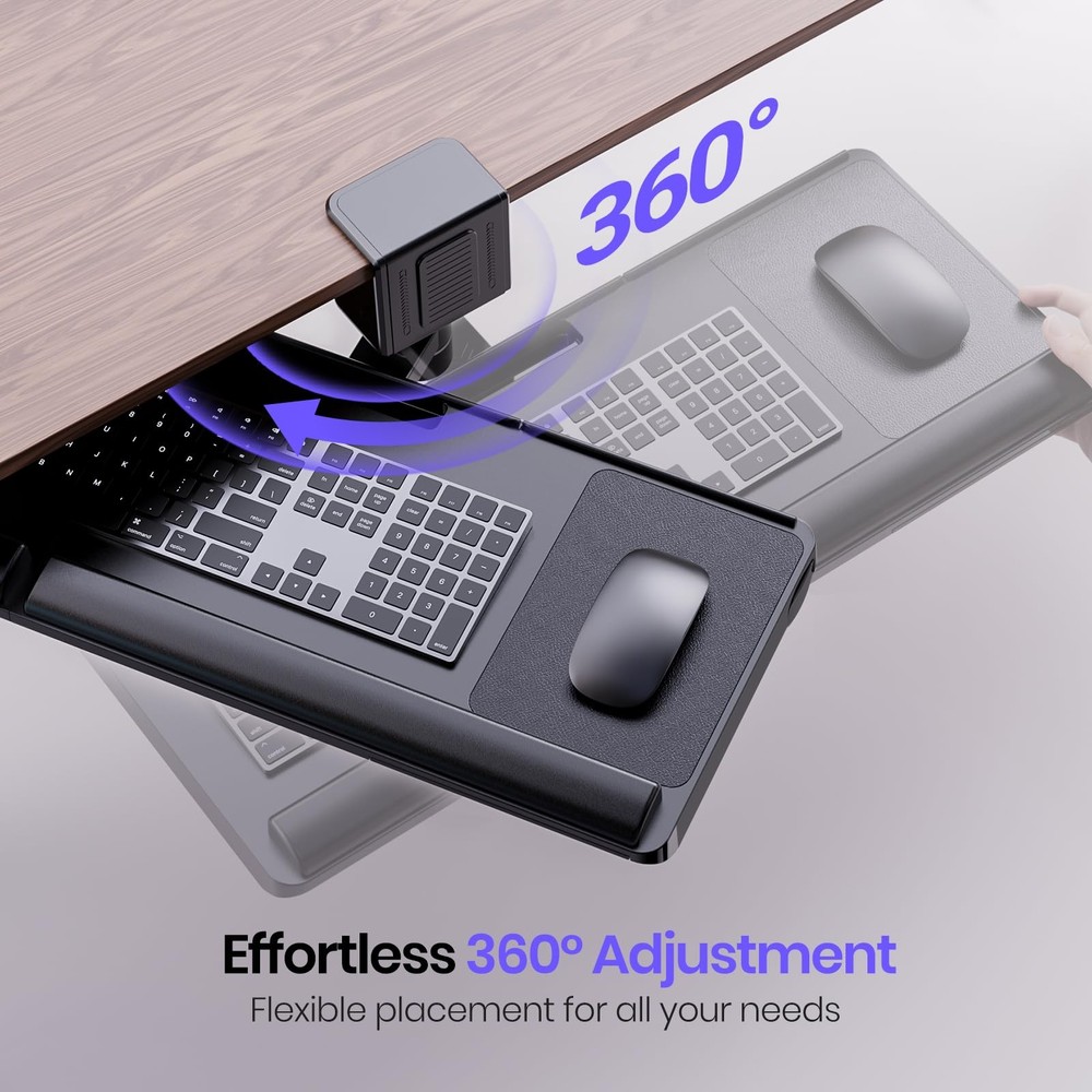 Klearlook Upgraded Adjustable Keyboard Tray for Above Desk & Under Desk Use -...
