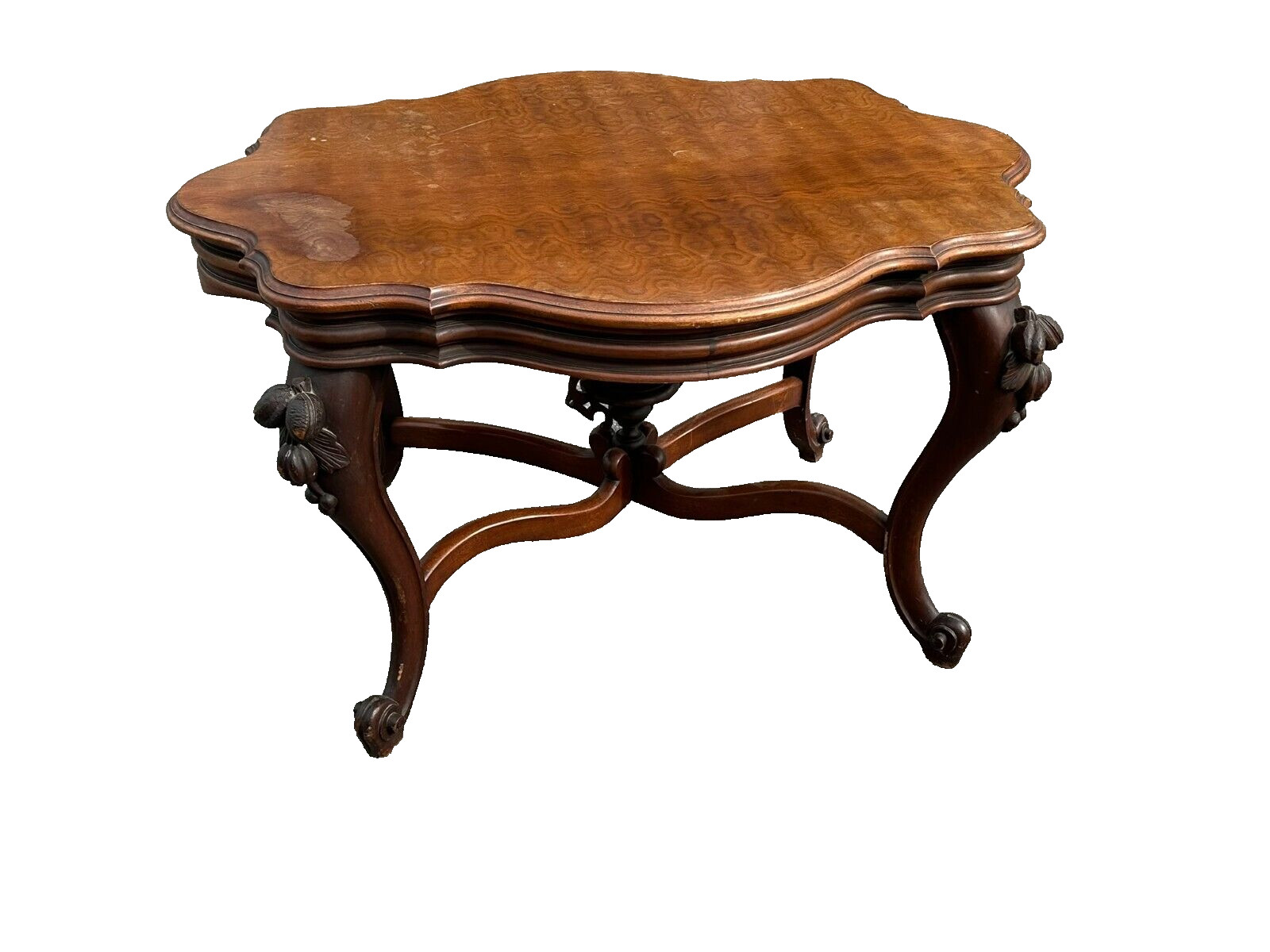 antique carved victorian parlor table center stand 1870 clean turtle top