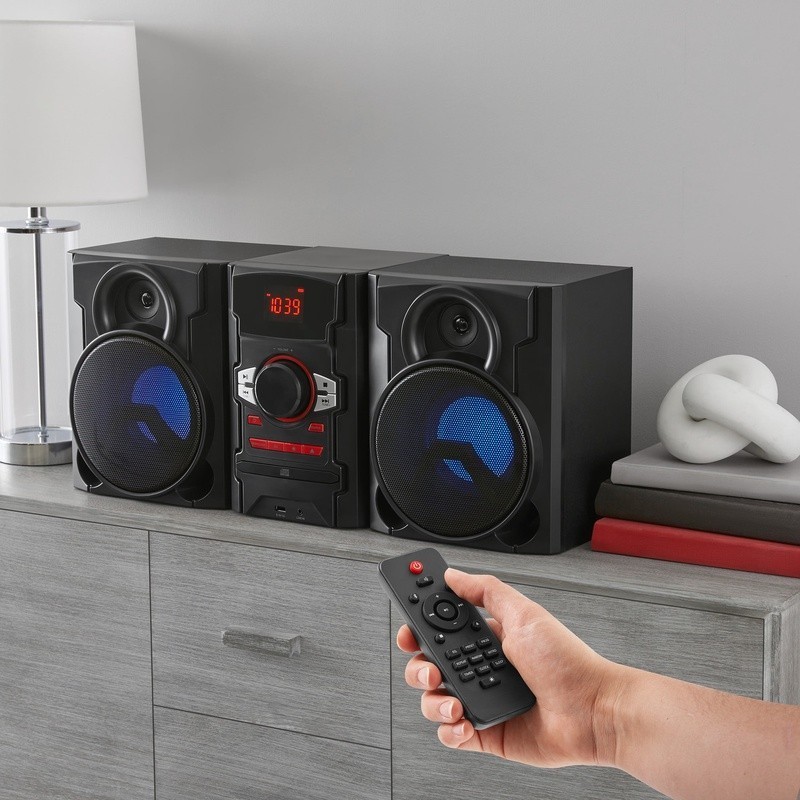 100W CD Stereo System Bluetooth USB Charging LED Light Effects Speakers