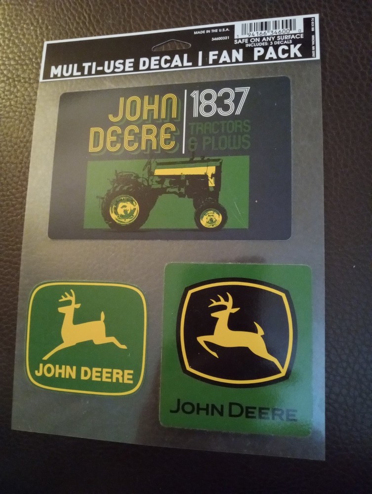 JOHN DEERE ~ 3 MULTI-USE DECALS FAN PACK - Safe on Any Surface!