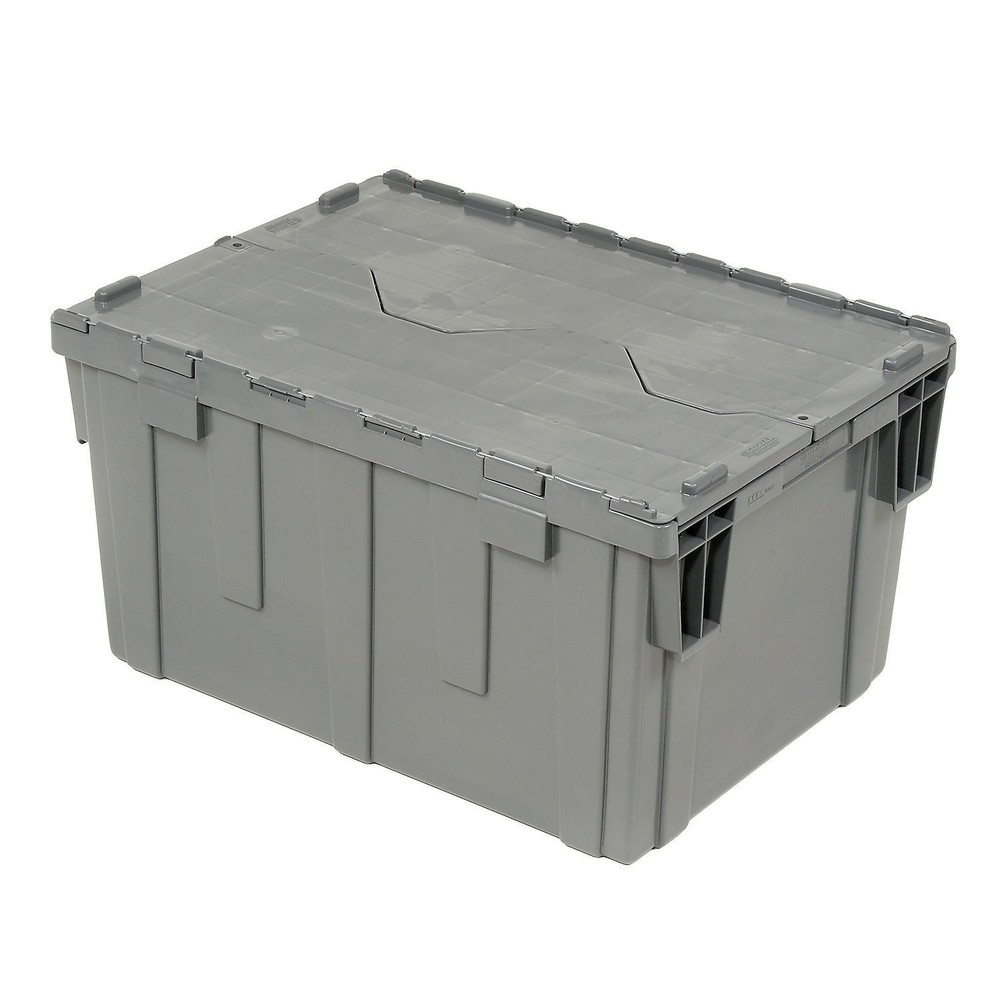 Global Industrial Gray Distribution Container With Hinged Lid