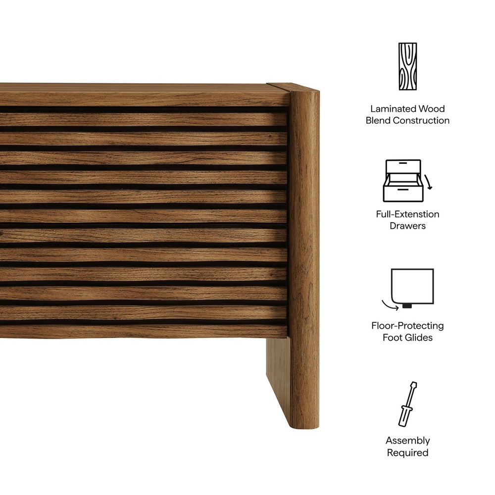 Emric Wave Nightstand in Walnut