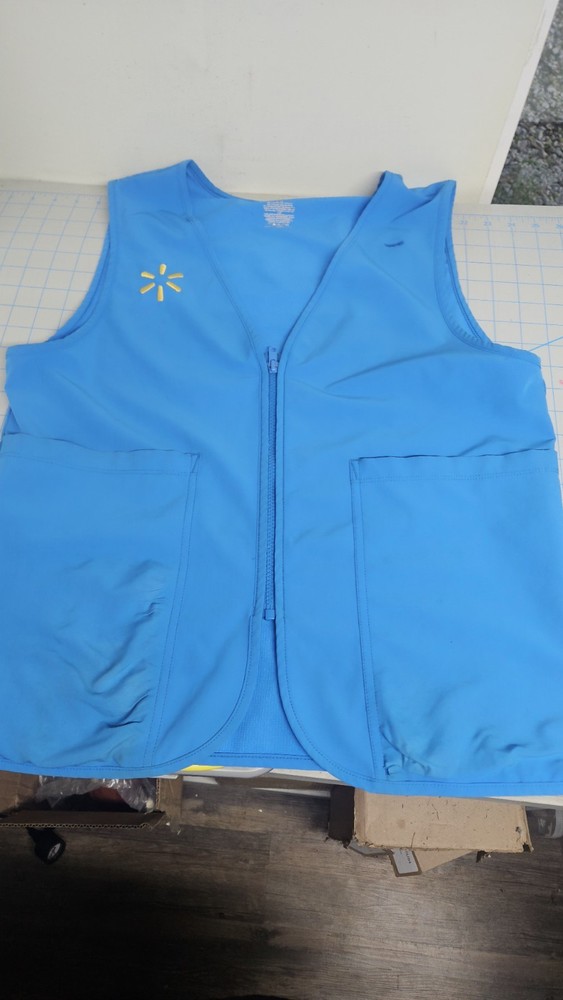 Walmart Associate Vest Medium Blue Zip Vest Recycled Used
