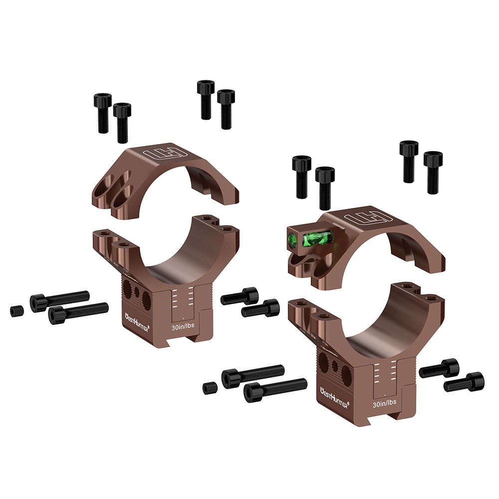 WestHunter Riser Dovetail Scope Rings 1"/30mm Adjustable Mounts Bubble Level