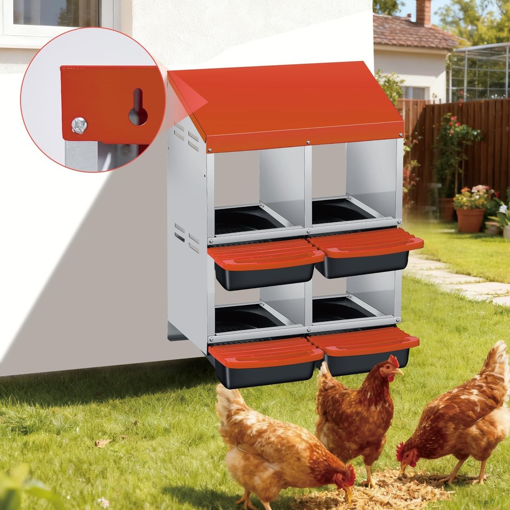 Chicken Nesting Boxes for Chicken Coop, 4 Compartments Chicken Laying Boxes
