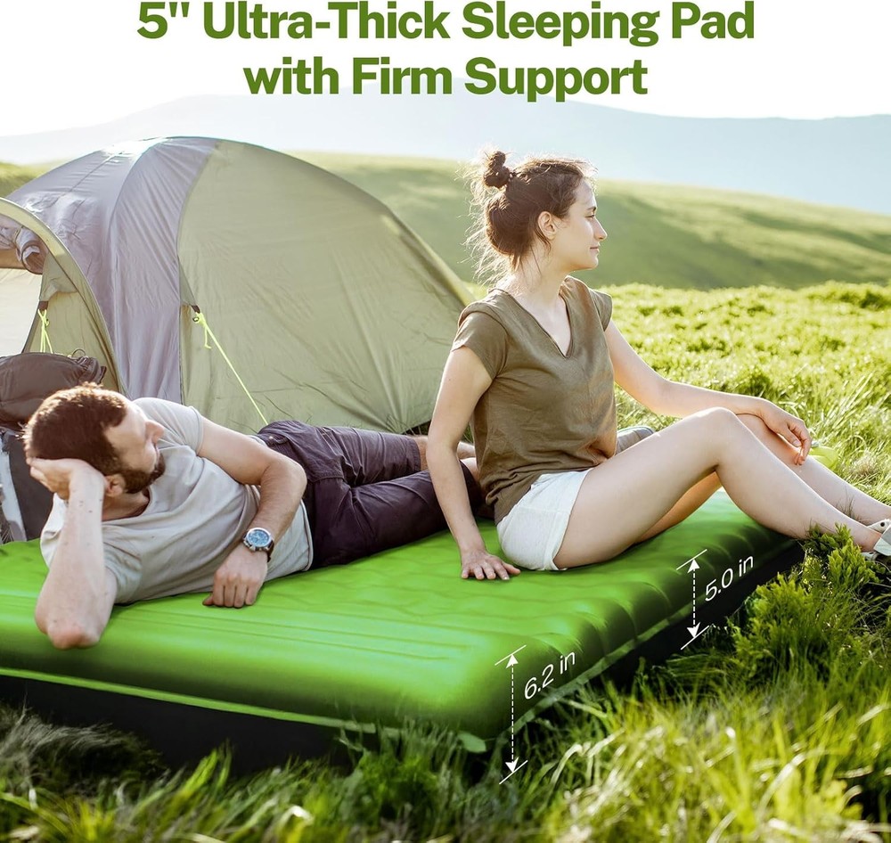Sleeping Pad for Camping, 6" Extra-Thick Reinforced Camping Sleeping Pad with Pi