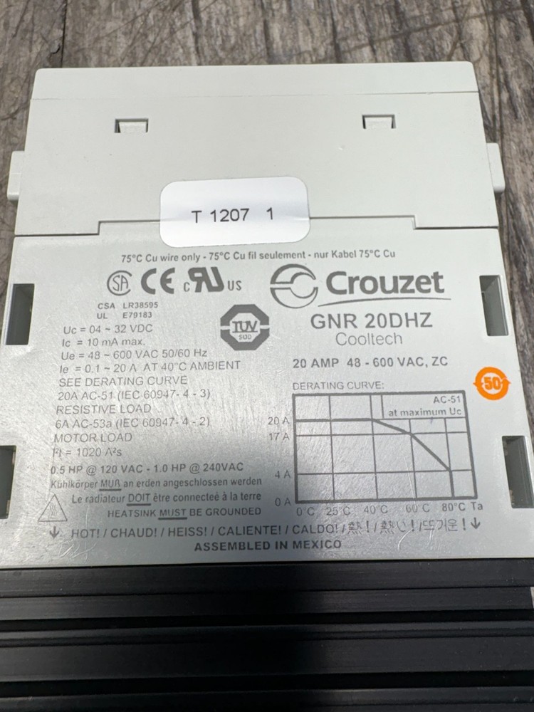 CROUZET GNR20DHZ SOLID STATE RELAY 20A 48-600VAC