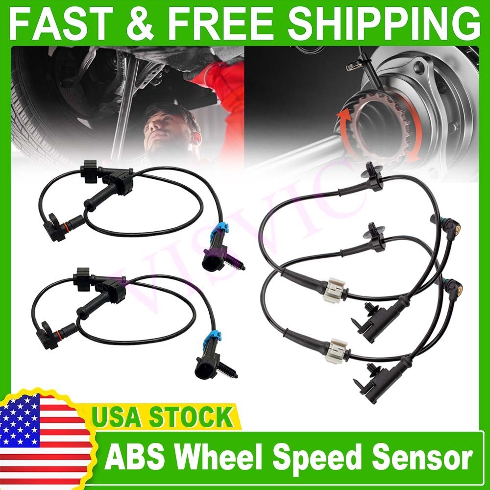 Front and Rear Left & Right ABS Wheel Speed Sensor 2 Pair for Chevy Silverado...
