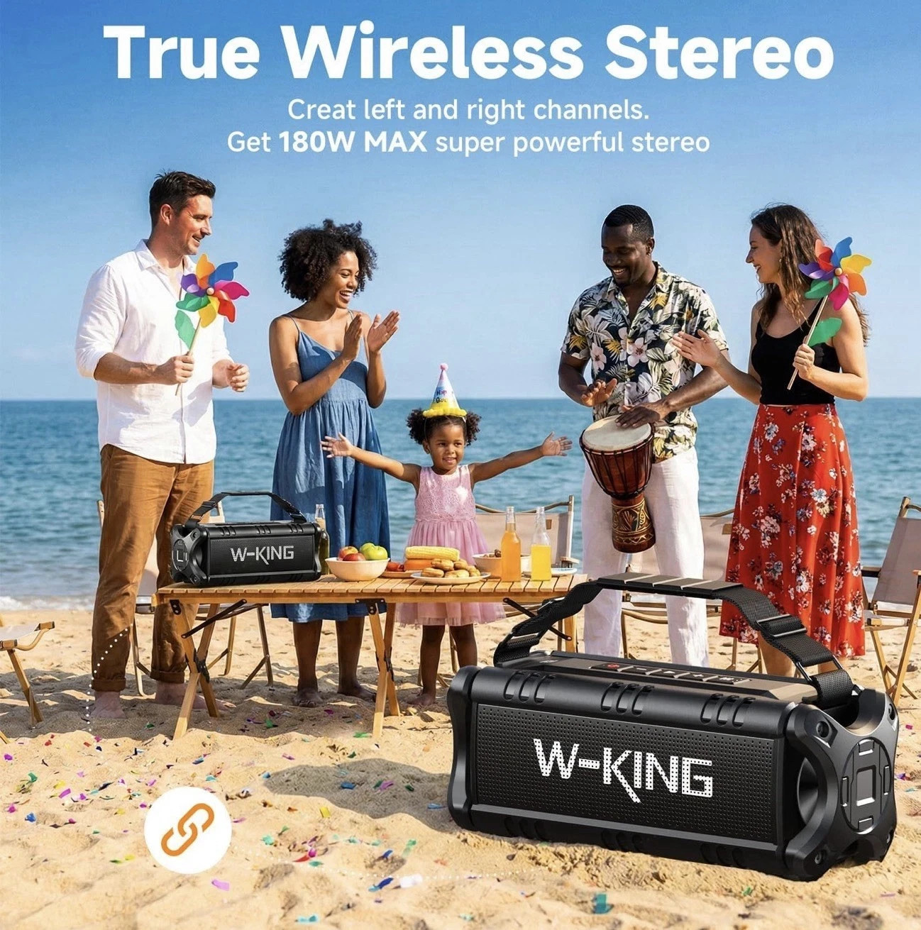W-KING Bluetooth Speaker, 90W Max Portable Outdoor Speaker Loud