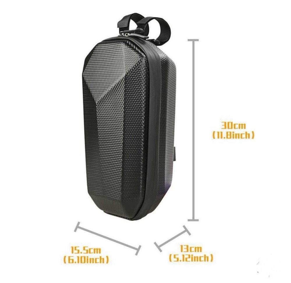 Black E Scooter Handlebar Bag - Secure - Waterproof - Hard Shell