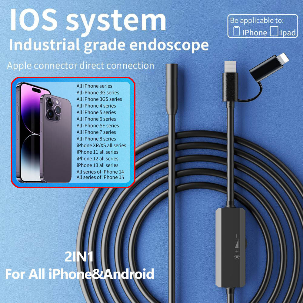 10M Snake Borescope Endoscope 8mm Inspection Camera for iPhone 15 14 Android iOS