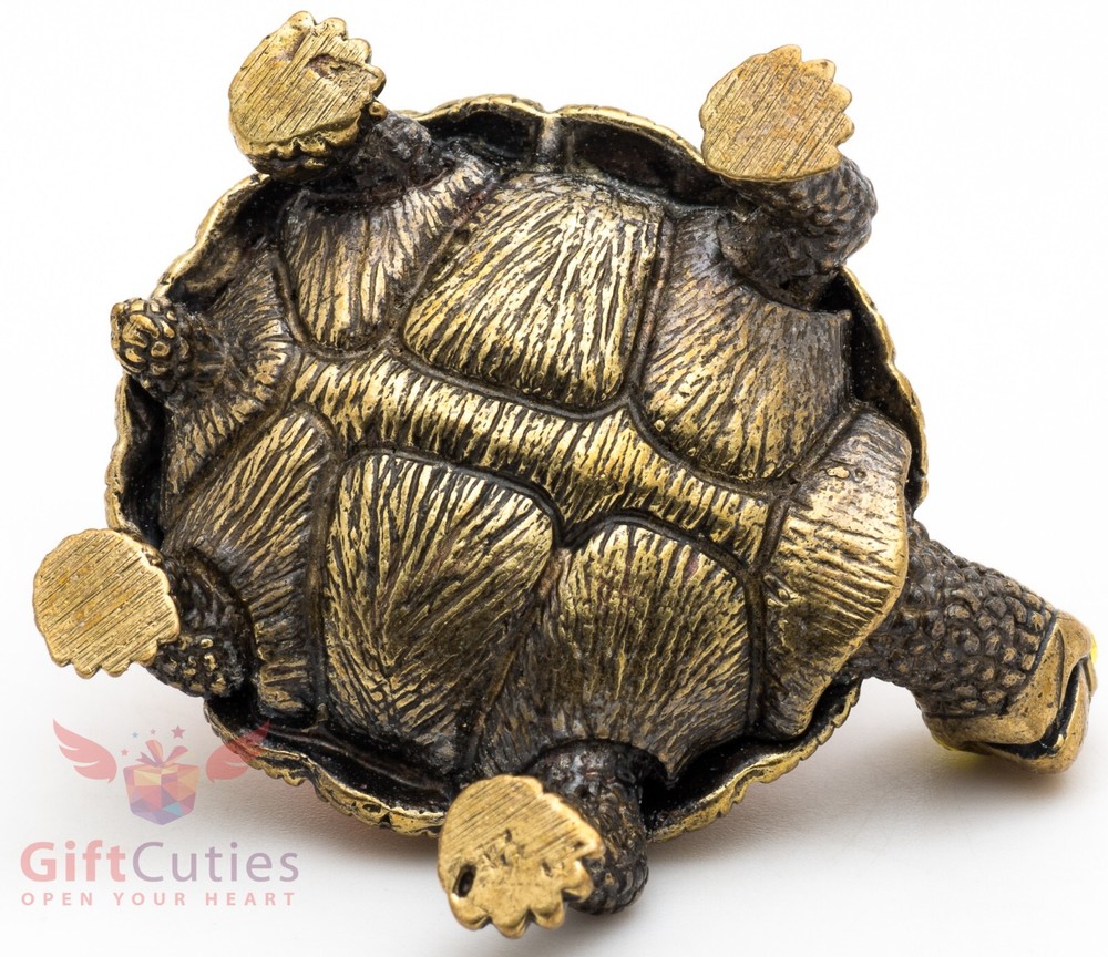 Solid Brass Amber Figurine Tortoise Turtle smiles happily talisman IronWork