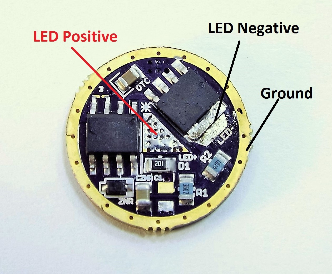 0-10+ Amp capable LED Flashlight driver board 17mm, Cree XHP70, XHP50, XML2, XPL