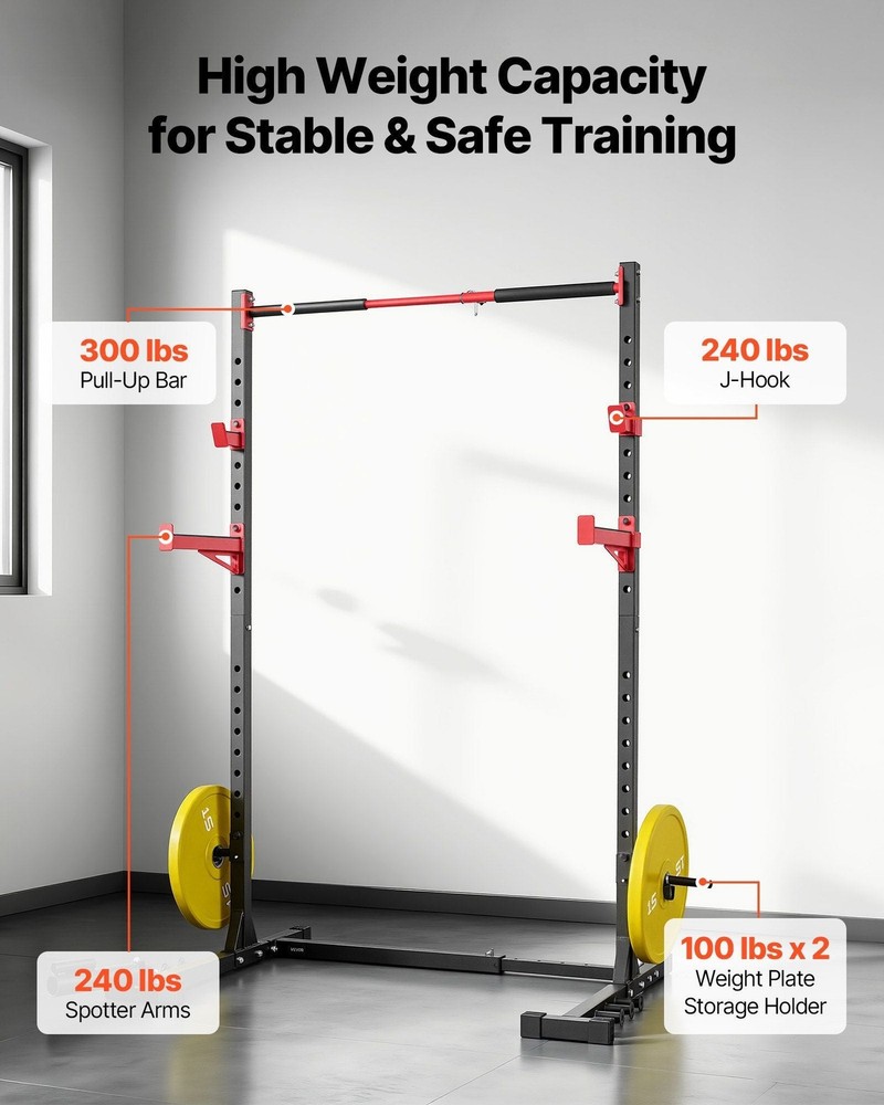 Power Cage Rack, Multifunctional Squat Rack for Home Gym, Width-Adjustable