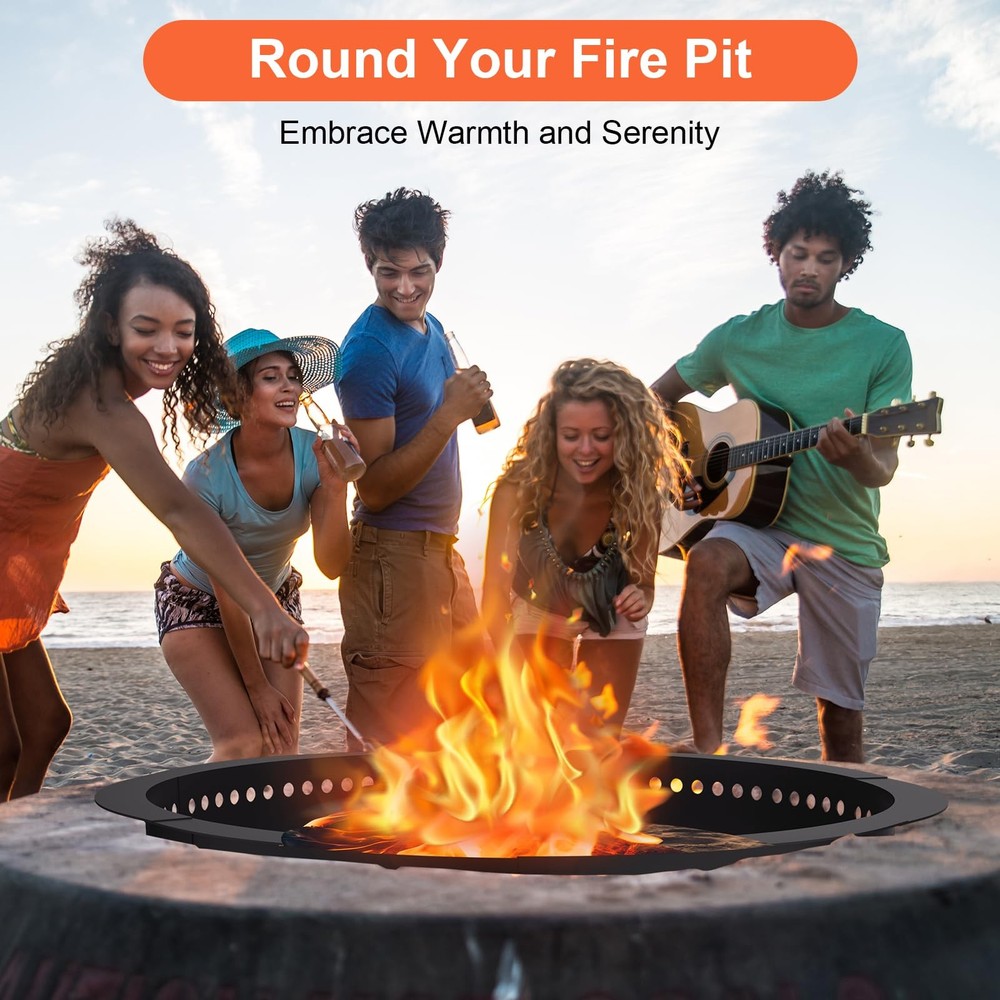 Smokeless Fire Pit Ring, 35 inch Outer/31 inch Inner Heavy Duty Large Solid S...