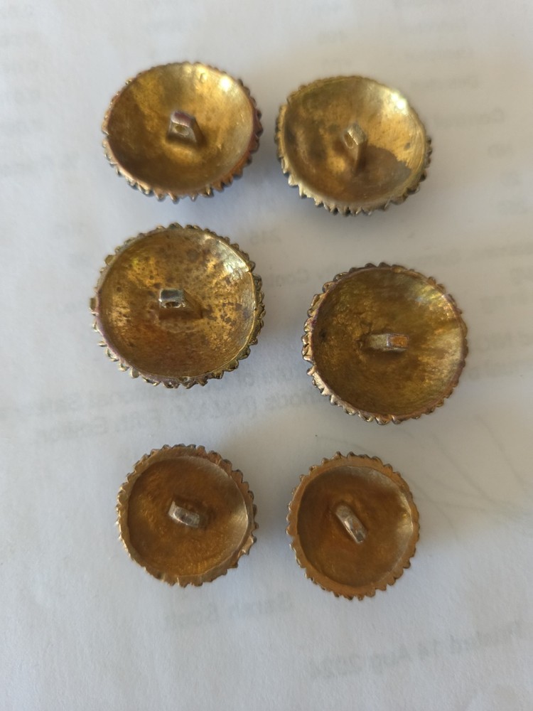 Vintage Brass & Enamel Buttons Sunburst Design 2 Sizes