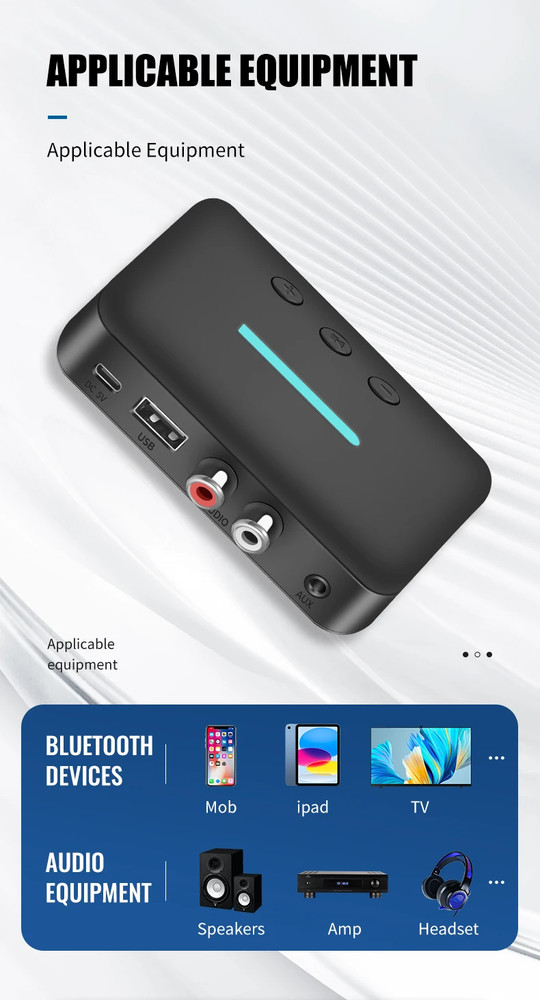 Bluetooth 5.3 Transmitter Receiver 3.5mm AUX RCA For Desktop Speaker Amp