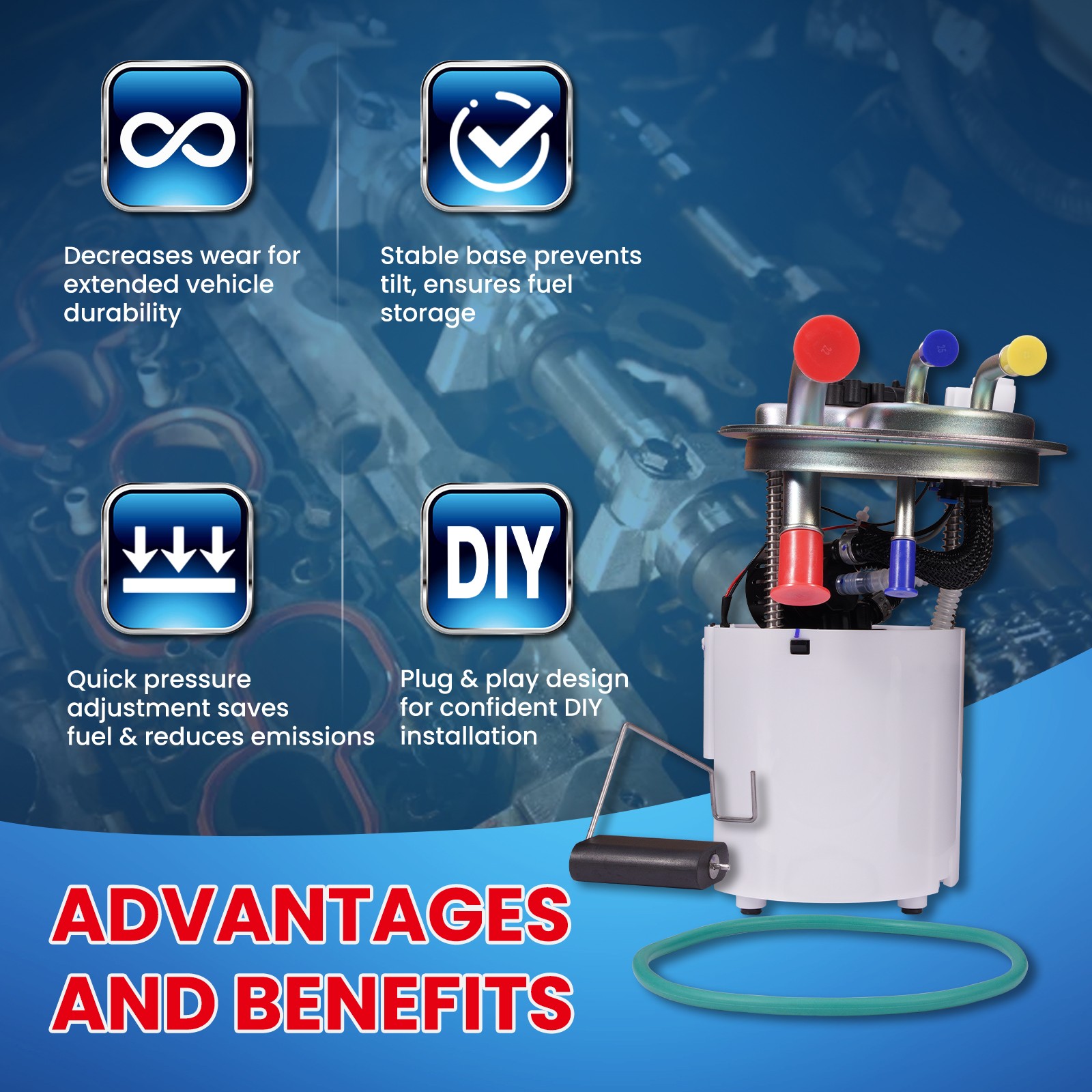 Fuel Pump w/ Sensor for Cadillac Escalade ESV Chevy Avalanche GMC Yukon XL 1500