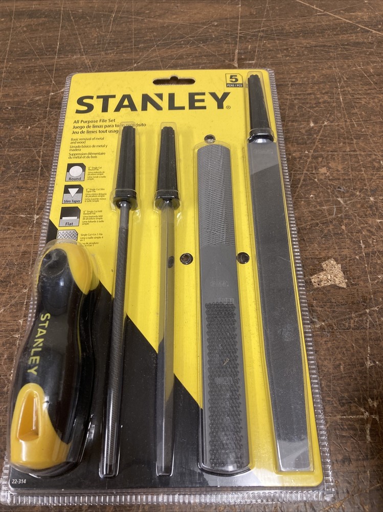 FILE SET,5-PC W/HANDLE STANLEY by STANLEY TOOLS New