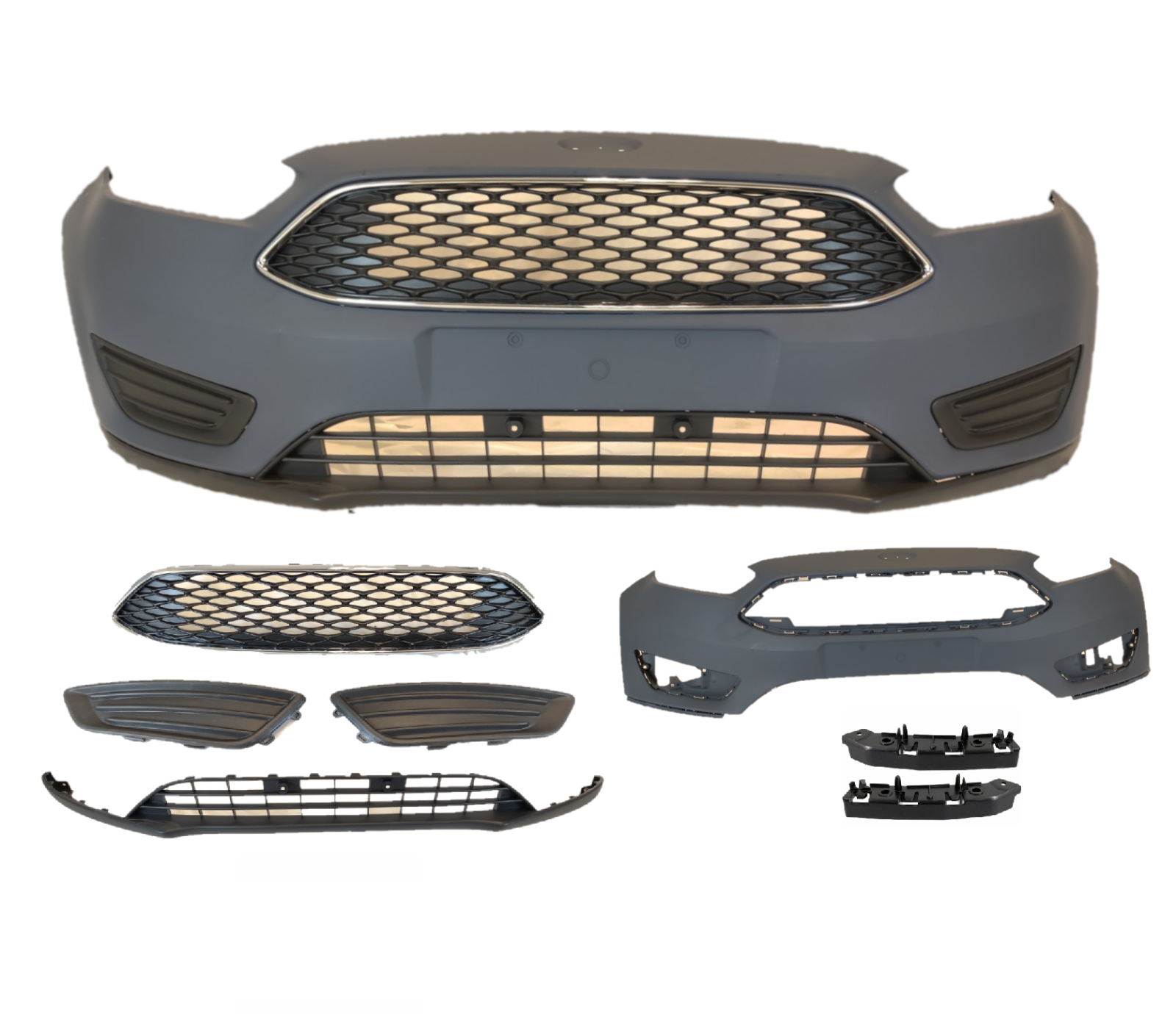 For 2015 2016 2017 2018 FORD FOCUS FRONT BUMPER SET OE NO TOW HOOK USA STYLE