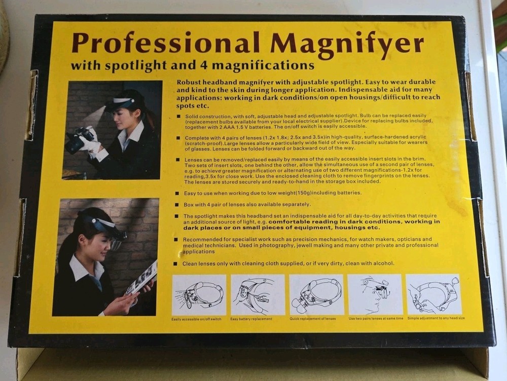 Professional Magnifier with Spotlight and 4 Magnifications