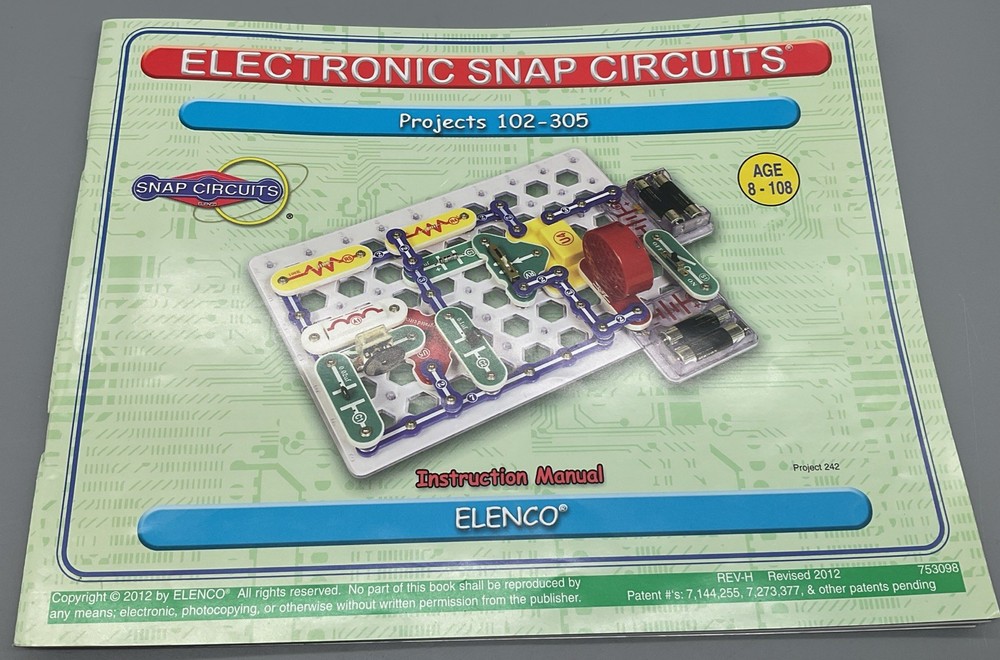 Snap Circuits by Elenco Projects 102-305 Instruction Manual ONLY Replacement