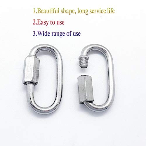16PCS 5mm Chain Connector Oval Locking Carabiner Clip Threaded Quick Link