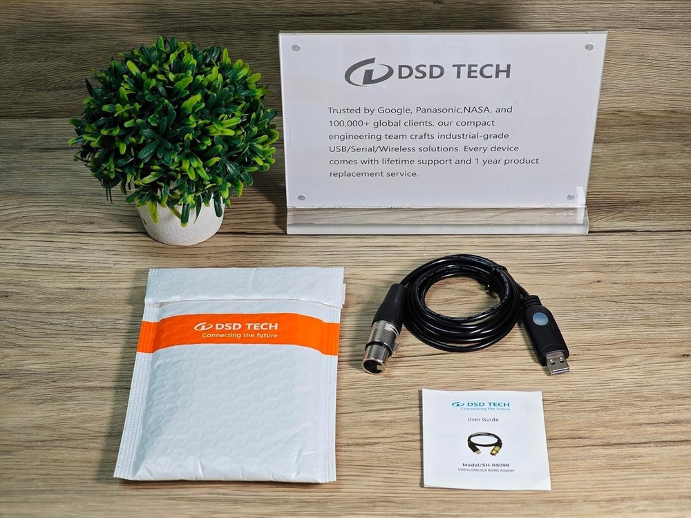 5.9FT USB to DMX Lighting Control Cable for Laptops - Plug and Play Design