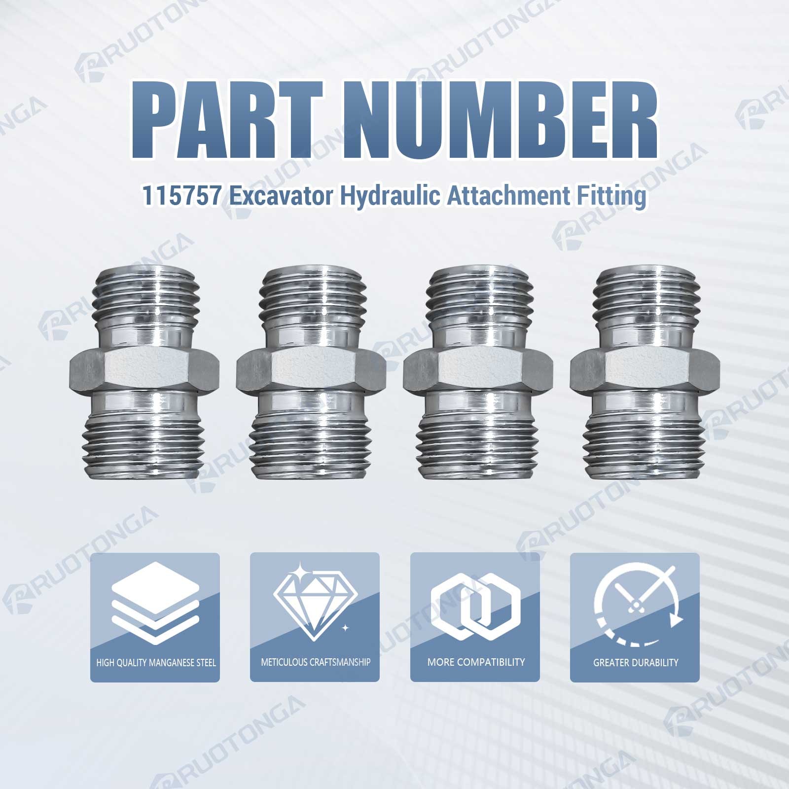 Mini Excavator Hydraulic Attachment Fittings ( 2 Pairs) 14m-16m Fittings