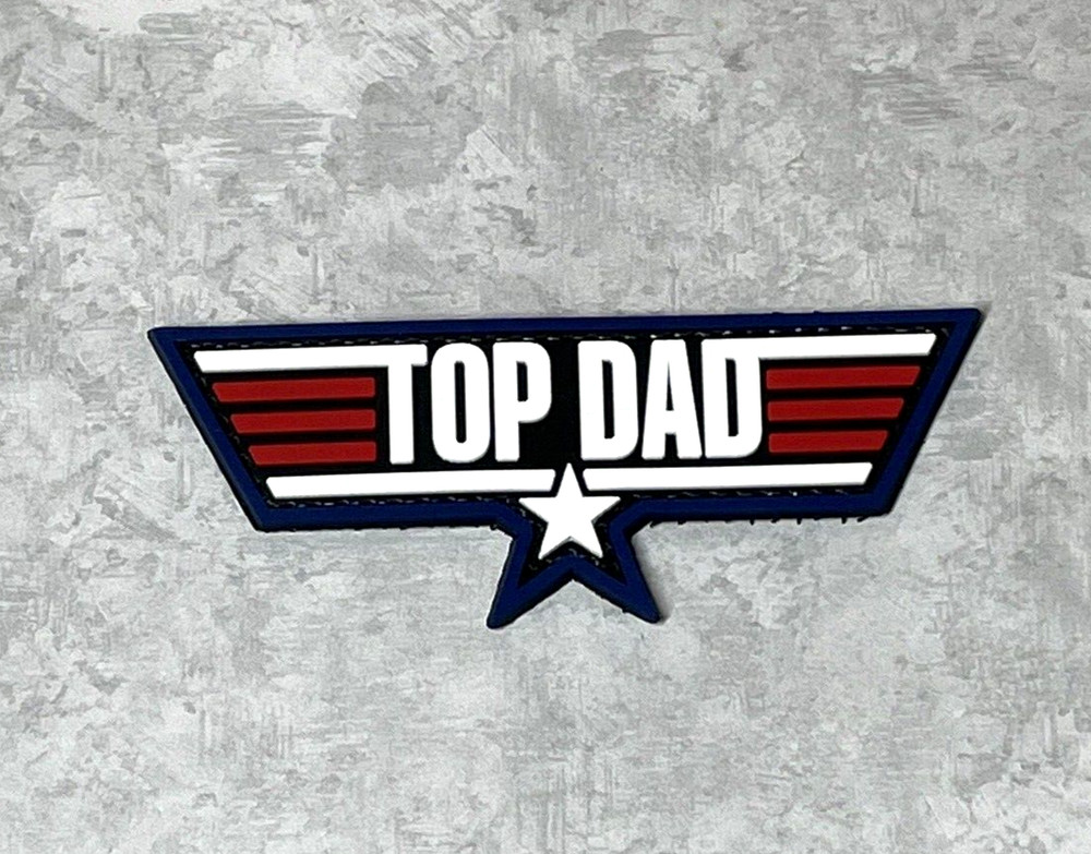 Top Dad Top Gun PVC Patch, Tactical Morale Air Force Rubber Patch Hooked Back