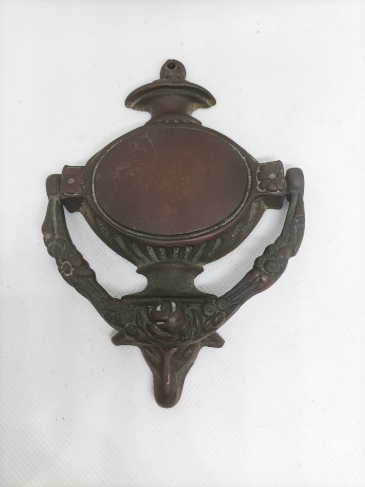 Antique Solid Brass Door Knocker Rams Head With Floral