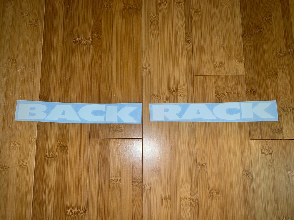 BACK RACK Replacement White STICKER Kit (9in x Each Word) Truck Split Word
