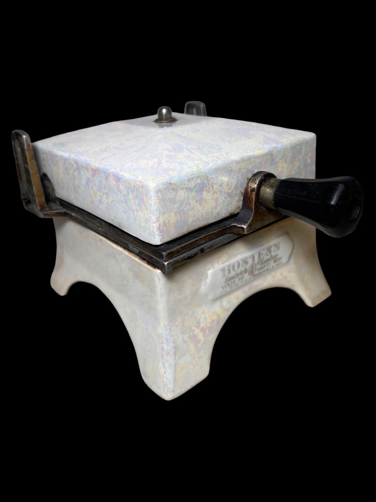 1930's Art Deco Hostess Sandwich Toaster Panini Press Porcelier White W/ Cord