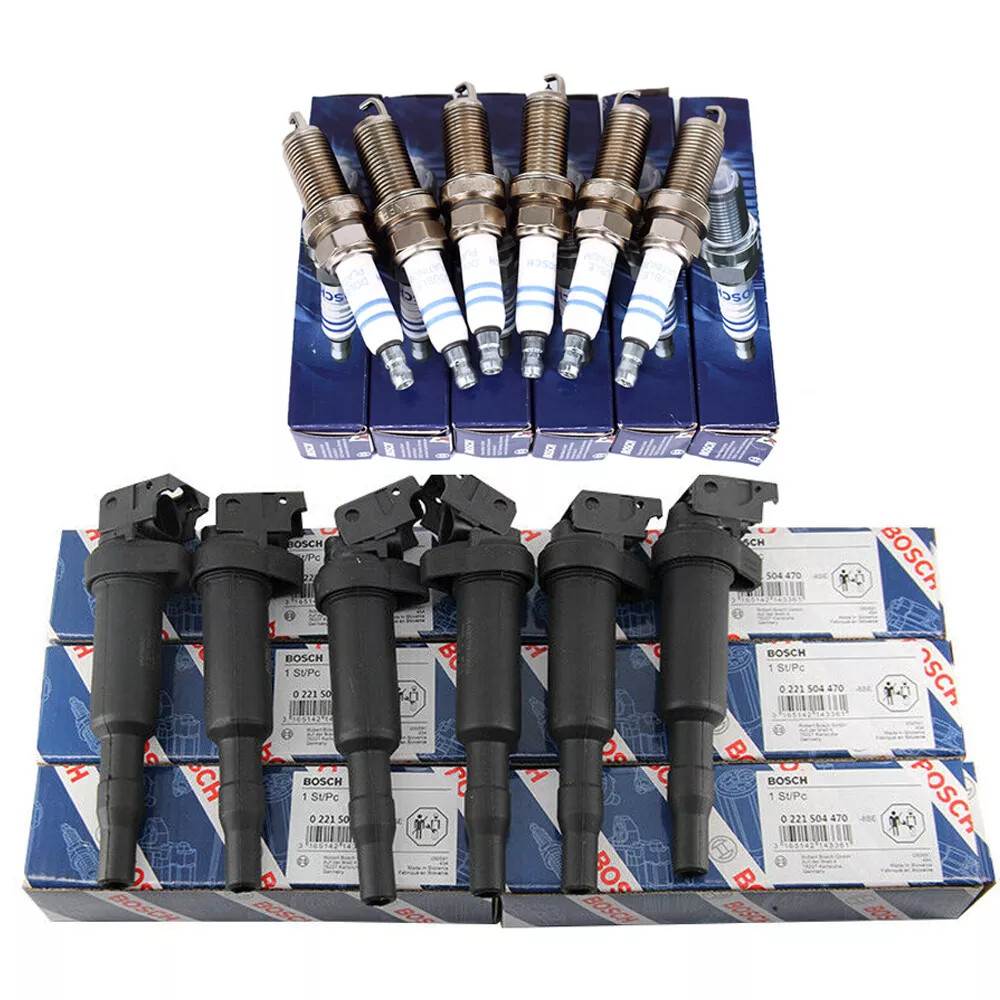 OEM 6x Bosch Ignition Coil &6 spark plug For BMW 325i 328i 525 528 530 535 X3 X5