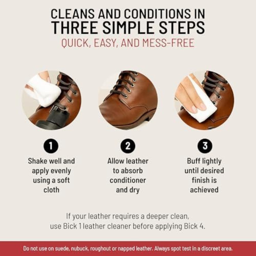 Bick 4 Leather Conditioner and Leather Cleaner 8 Oz - Will Not Darken Leather