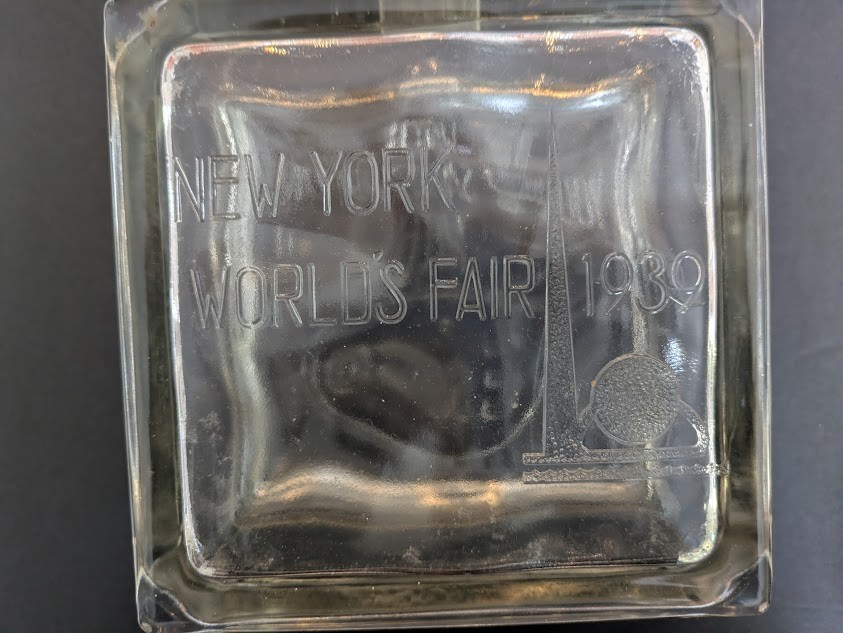 Antique Esso Glass Block Advertising Piggy Bank World's Fair 1939