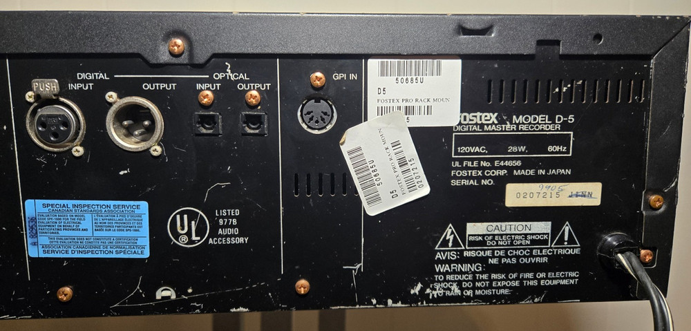 Fostex D-5 DAT Recorder Player – Powers On – No Media Test – Studio DAT Deck