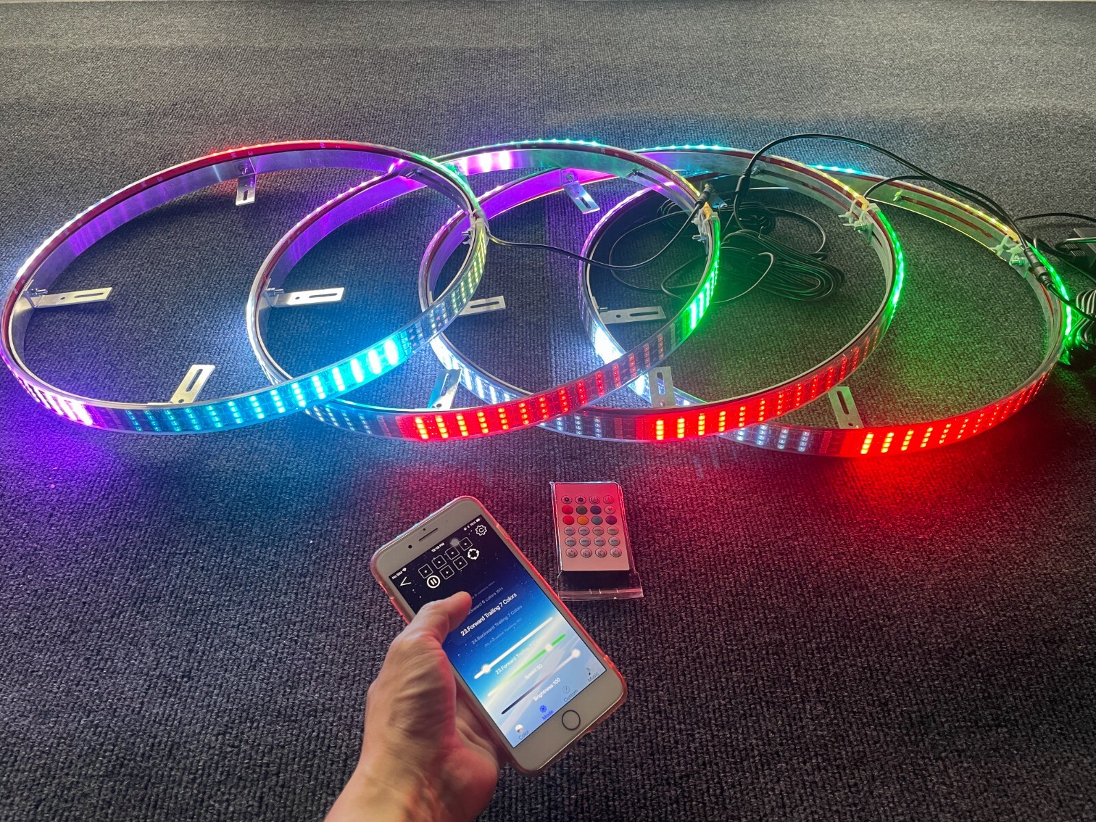 17.5" x4PCS Wheel Lights for Truck CHASING Quad Row LEDs Brightest APP + Remote