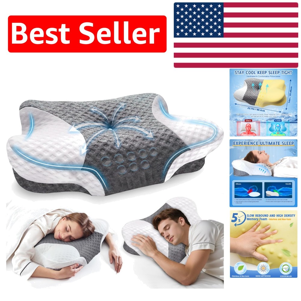 High-Density Memory Foam Neck Pillow - Ergonomic, Adjustable & Machine Washable