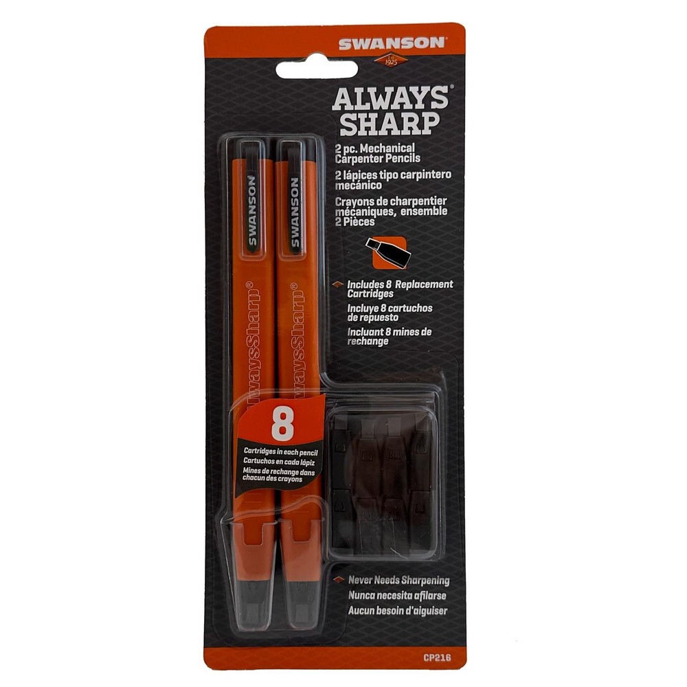 Swanson CP216 AlwaysSharp Refillable Mechanical Blue Carpenter Pencil