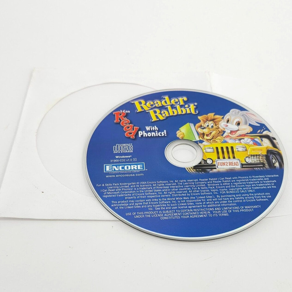 Encore Reader Rabbit CD I Can Read With Phonics 2004 Fun 2 Read Data Storage