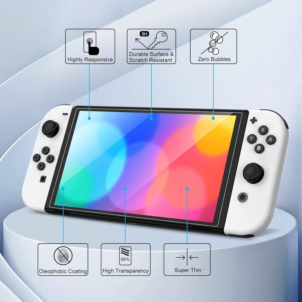 (2 Pack) Tempered Glass Screen Protector for Nintendo Switch (OLED Model) 2021