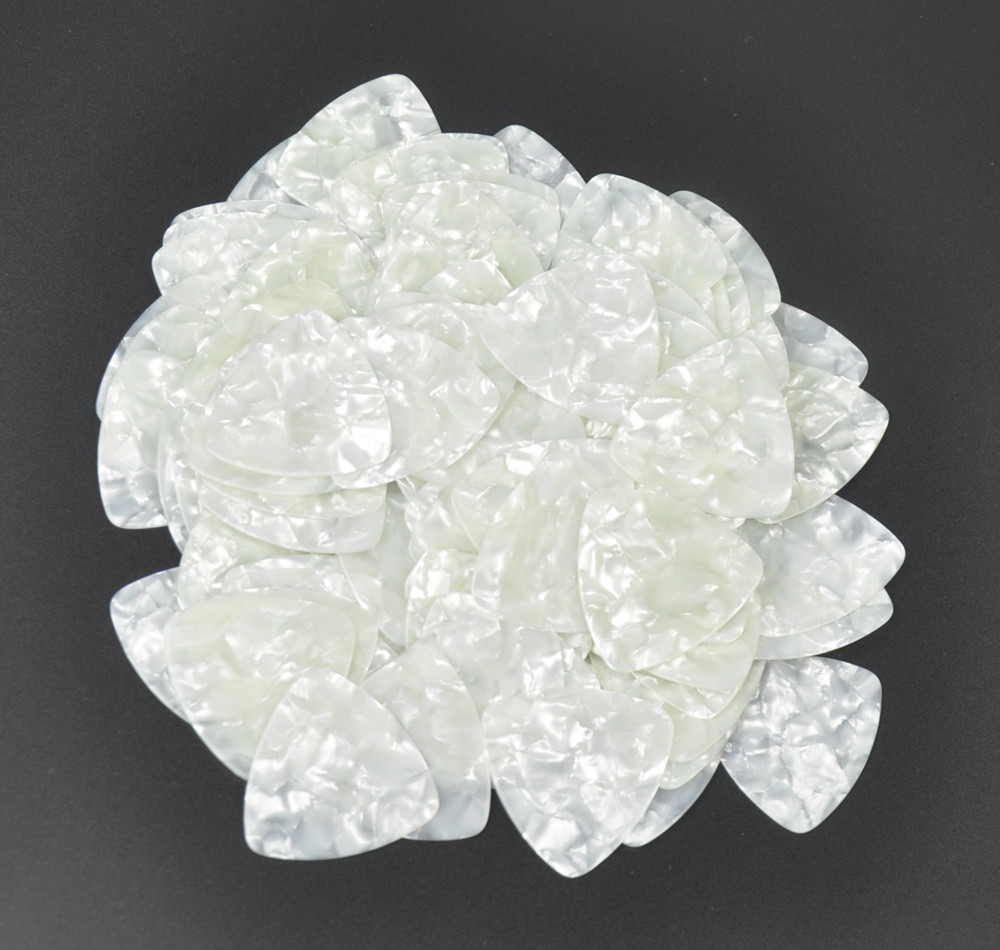 Celluloid 346 Rounded Triangle Guitar Picks Plectrums 0.71mm 100Pcs Pearl White